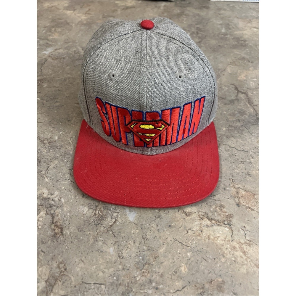 DC Comics Superman Logo Gray and Red Snapback Cap Hat